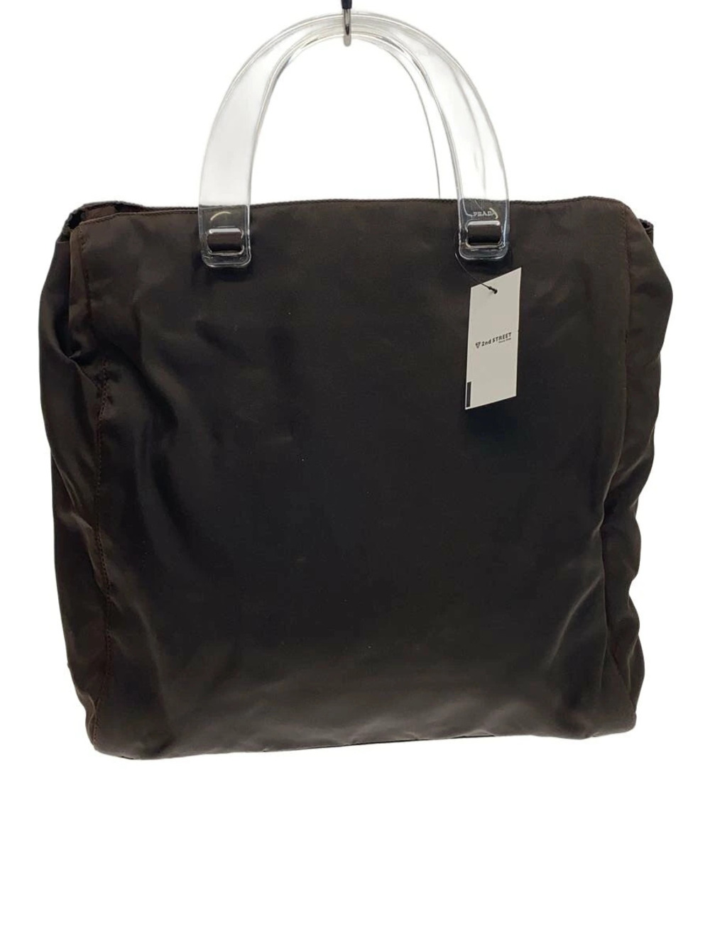 Prada Clear Handle Tote Bag Brown